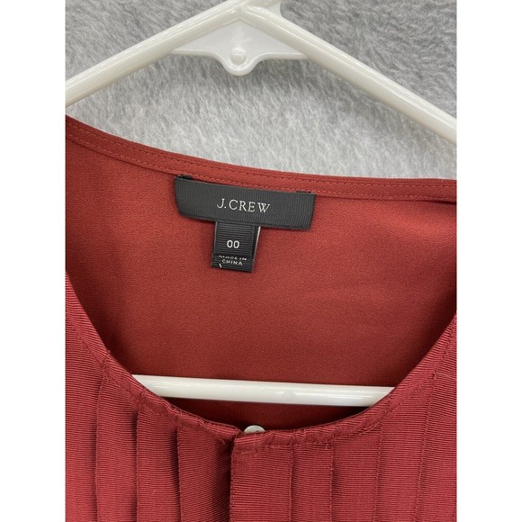 J.Crew Women's Keyhole Burnt Orange Cap Sleeve Blouse Pleated Size 00 - Picture 9 of 12